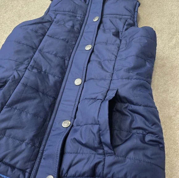 NWT P.S. from Aropostale Girls Sleeveless Blue Hooded Vest Size 10 - Picture 4 of 6